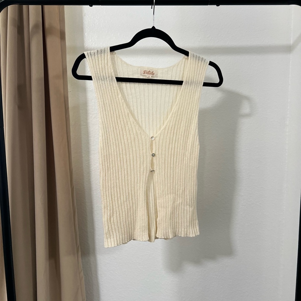 Listicle Ivory Ribbed Sleeveless Blouse